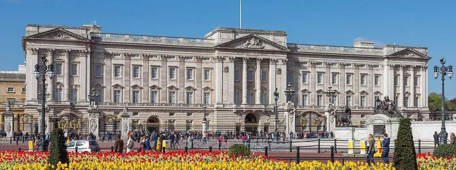 Buckingham Palace from gardens London UK Diliff