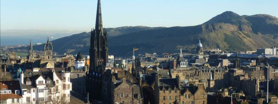The Hub seen from Edinburgh Castle (composite)
